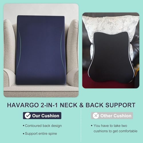HAVARGO 2in1 Neck Pillow Lumbar Support Pillow for Recliner Couch Glider Chair High Resilient Foam Ergonomic Back Support for HighBack Rocking Chairs Glider Rocker Replacement Cushions Navy M - Image 3