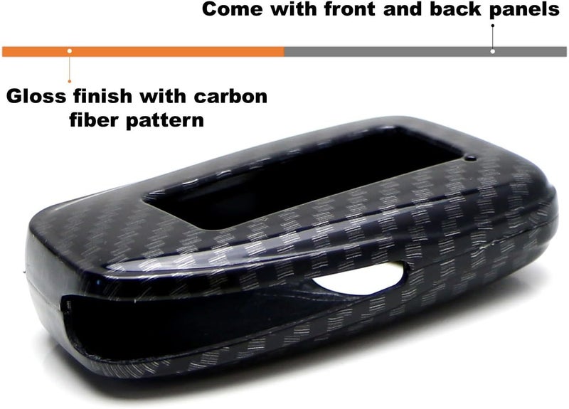 iJDMTOY Gloss Finish Black Carbon Fiber Pattern Hard Shell Key Fob Cover Case, Compatible with 2nd Gen Lexus is ES GS RC NX RX LX 200 250 350 4-Button Smart Key Fob - Image 4