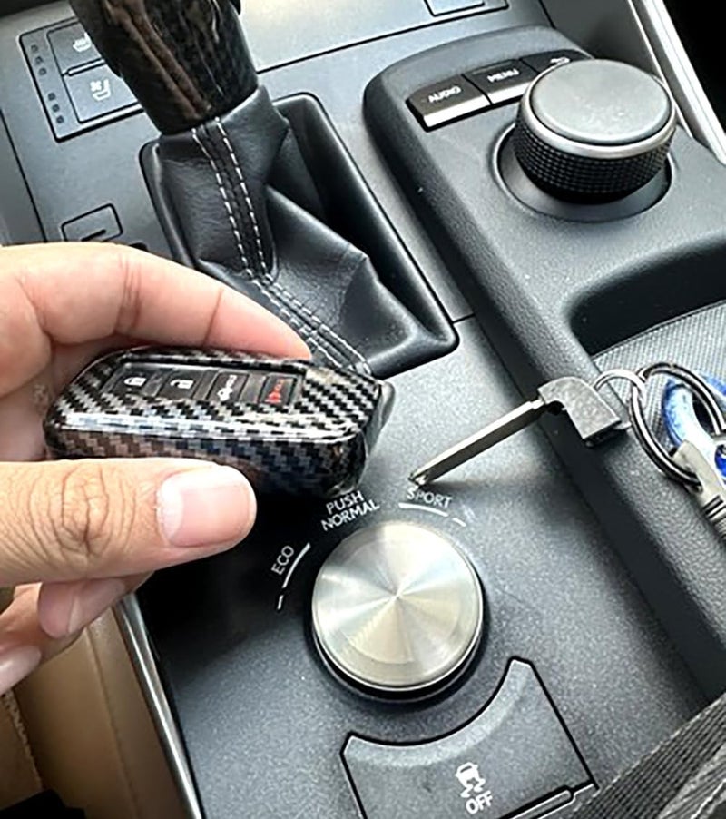 iJDMTOY Gloss Finish Black Carbon Fiber Pattern Hard Shell Key Fob Cover Case, Compatible with 2nd Gen Lexus is ES GS RC NX RX LX 200 250 350 4-Button Smart Key Fob - Image 5