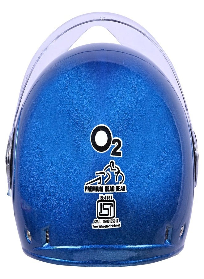 O2 Open Face / Half face Helmet Unisex for Bike Women Men ISI Certified with Clear Visor Smooth Finish Lightweight & Compact (Blue, 580mm Medium) - Image 2