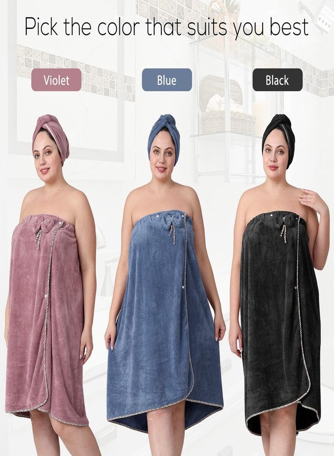 OneDream Plus Size Towel Wrap for Women, Adjustable Towel Wrap Women with Hair Towel (XXL-XXXXL), Bath Towel Dress After Shower, Large Spa Towels for Body Purple - Image 2