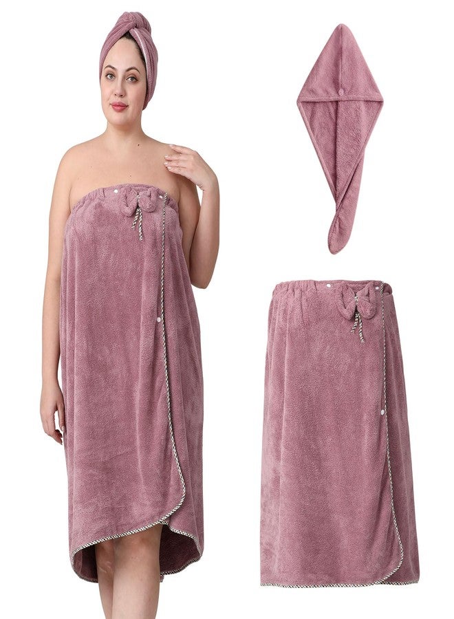OneDream Plus Size Towel Wrap for Women, Adjustable Towel Wrap Women with Hair Towel (XXL-XXXXL), Bath Towel Dress After Shower, Large Spa Towels for Body Purple - Image 1
