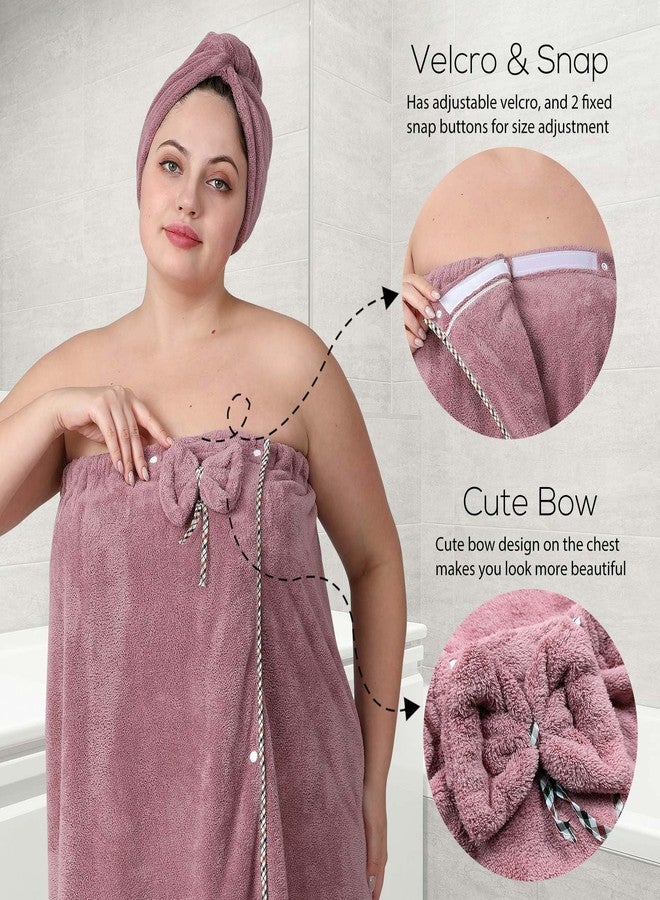 OneDream Plus Size Towel Wrap for Women, Adjustable Towel Wrap Women with Hair Towel (XXL-XXXXL), Bath Towel Dress After Shower, Large Spa Towels for Body Purple - Image 5