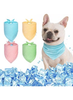 BINGPET BINGPET Dog Cooling Bandana XLarge,4PCS Ice Cool Scarf Bandanas,Green Orange Pink Blue Soft Breathable Chilly Bibs for Outdoor,Dog Scarfs Breed Bib Handkerchief for Large Dogs Puppies(20.8 * 20.8in)  - Image 1