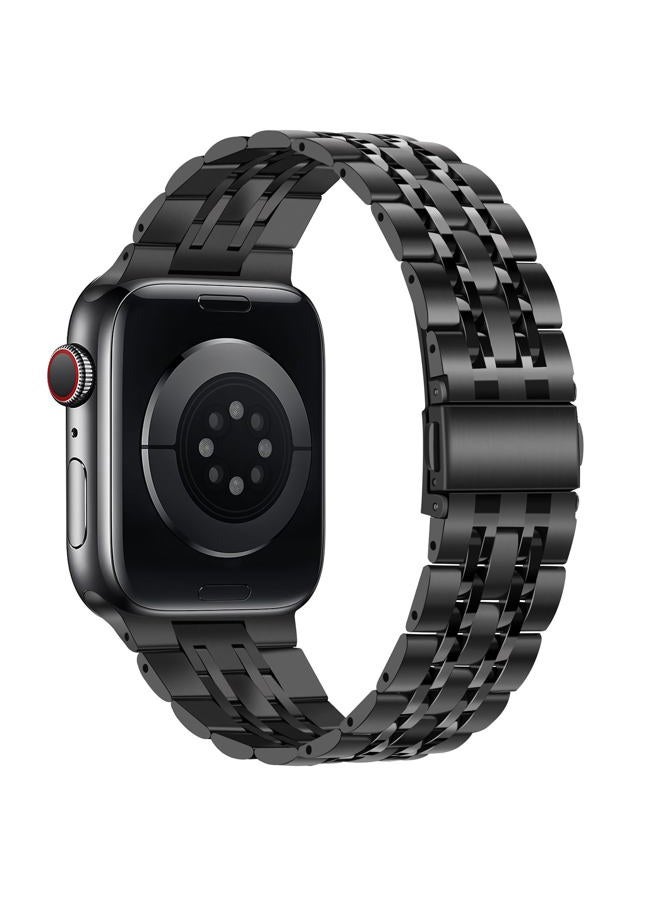 Tasikar سوار متوافق مع ساعة آبل 49 مم 46 مم (السلسلة 10) 45 مم 44 مم 42 مم للرجال والنساء حزام من الفولاذ المقاوم للصدأ متين متوافق مع iWatch SE السلسلة 10 9 8 7 6 5 4 3، أسود - Image 3