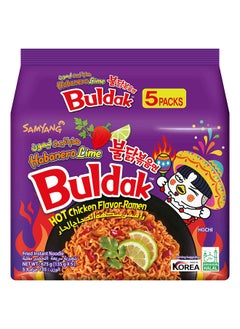Samyang Buldak Habanero Lime Chicken Flavour Ramen 5 x 135g  - Image 1