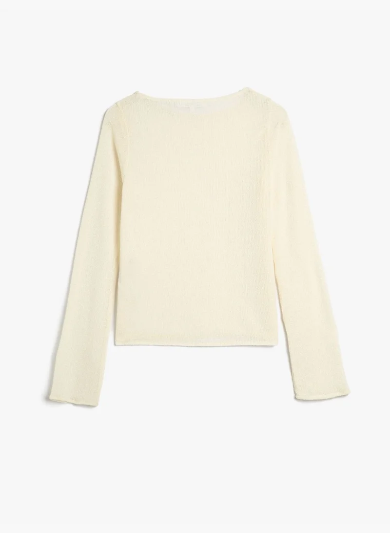 كوتون Crew Neck Basic Knitwear Long Sleeve T-Shirt