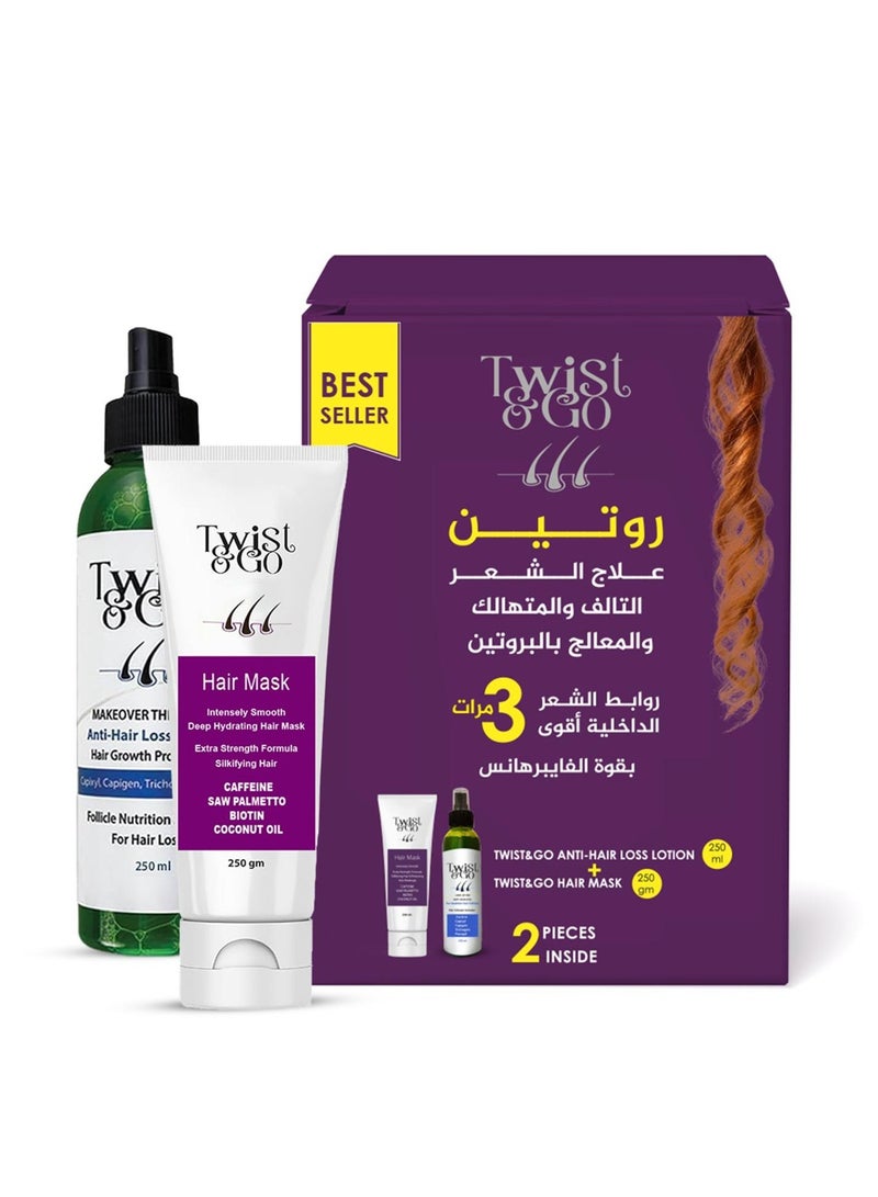Twist&Go Anti hair Loss Lotion 250ml + Hair Mask 250ml - Image 1