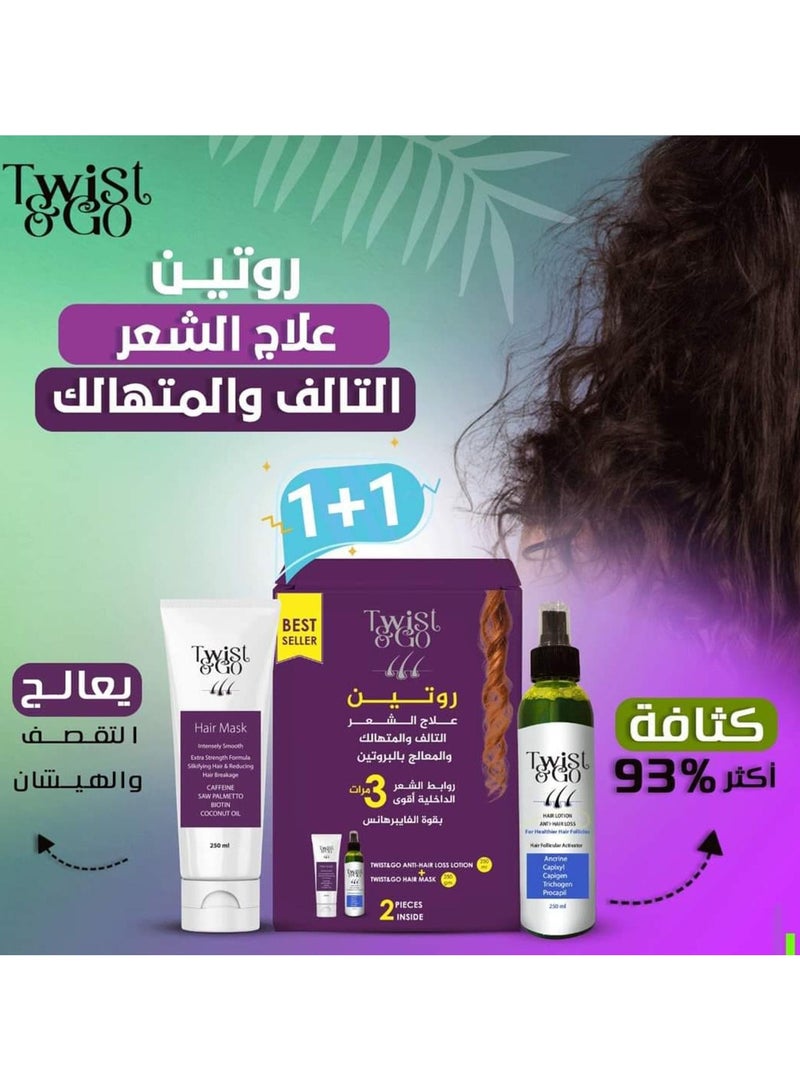 Twist&Go Anti hair Loss Lotion 250ml + Hair Mask 250ml - Image 3