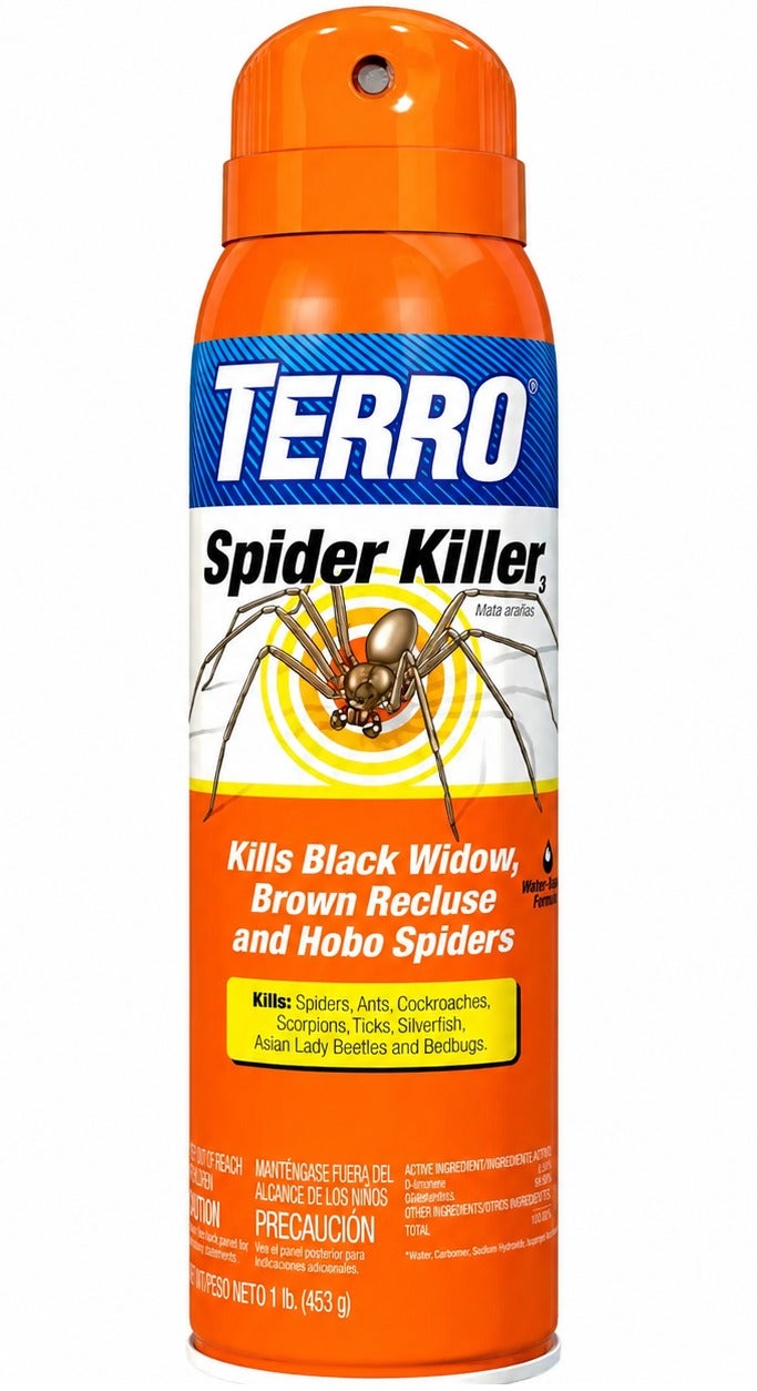 بخاخ تيرو سبايدر كيلر لقتل العناكب، 453 جم، مبيد حشرات داخلي لعناكب الأرملة السوداء والبني الناسك والهوبر، بالإضافة إلى النمل والصراصير والقراد والحشرات المدرجة - Image 1