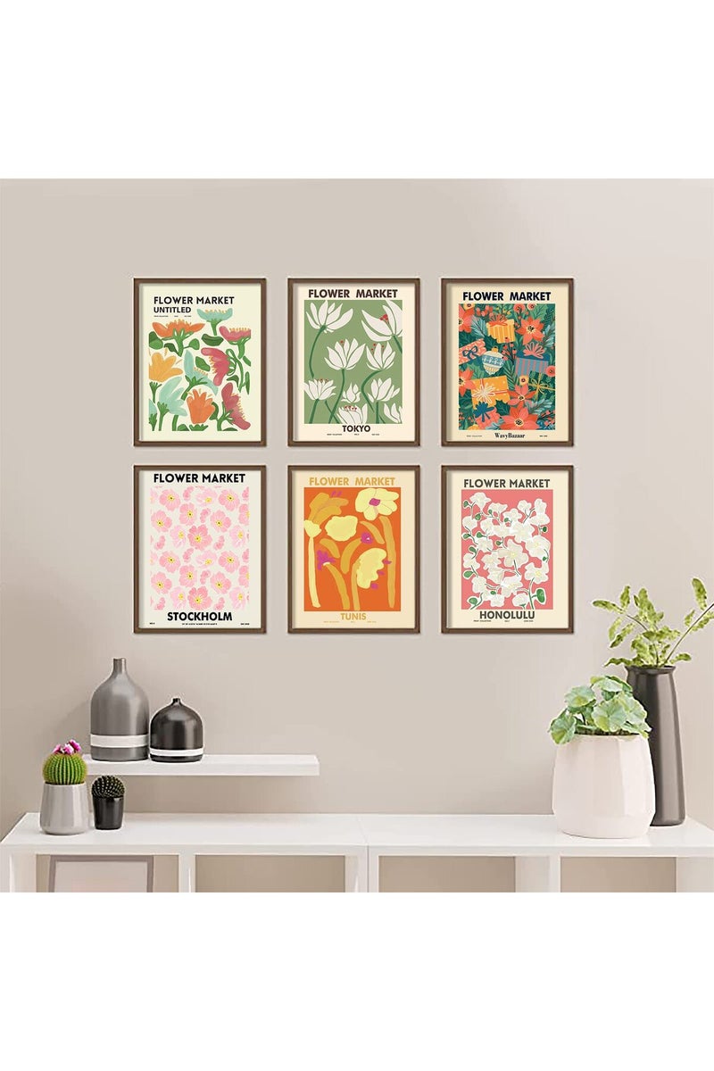 LIYAOLI Flower Market Poster 12 x 16 inch Set of 6 Unframed Art Prints Matisse Prints Colorful Floral Wall Decor for Wall Living Room Bathroom Decoration - Image 1