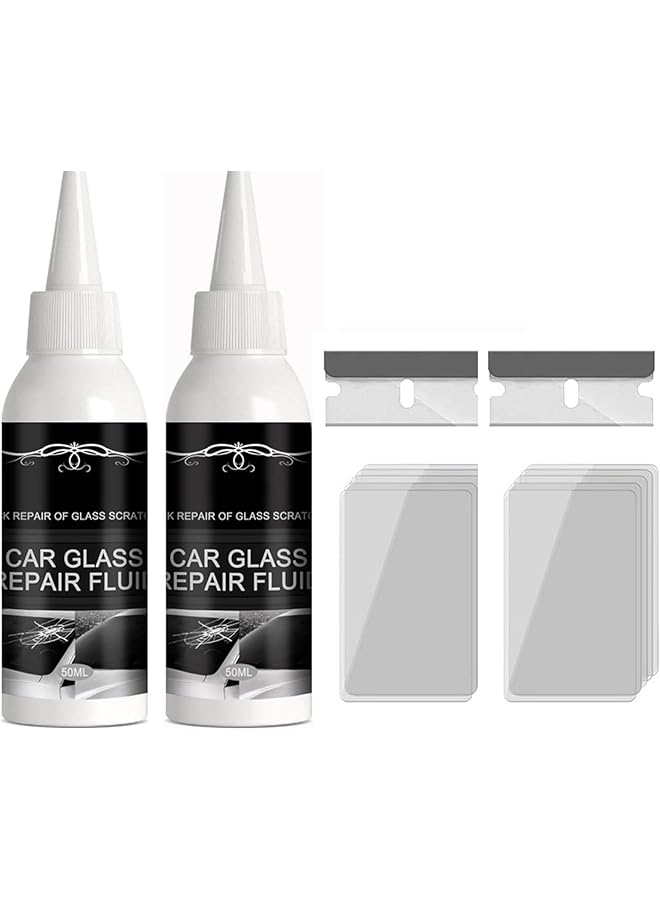 Excefore 2X 50Mlcar Windshield Crack Scratch Resin Repair Tool For Glass Chips And Cracks, Diy Car Windshield Repair Kit, Car Windscreen Glass Repairing Glue For Bulls Eyes, Star Half Moon, Start-Shaped Crack - Image 1