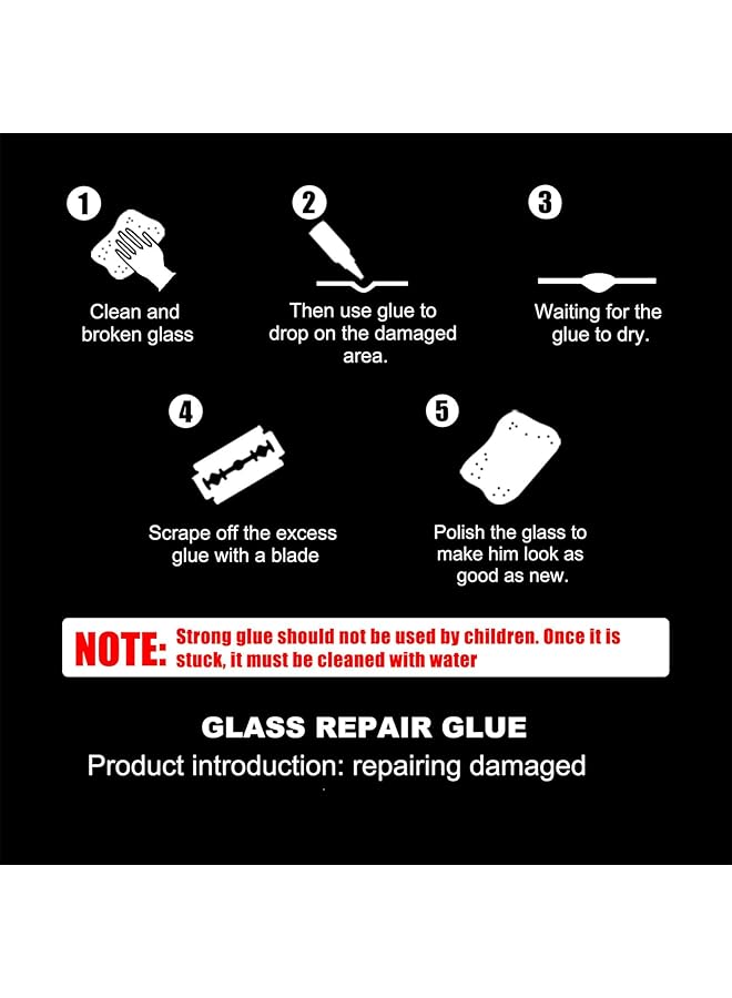 Excefore 2X 50Mlcar Windshield Crack Scratch Resin Repair Tool For Glass Chips And Cracks, Diy Car Windshield Repair Kit, Car Windscreen Glass Repairing Glue For Bulls Eyes, Star Half Moon, Start-Shaped Crack - Image 3