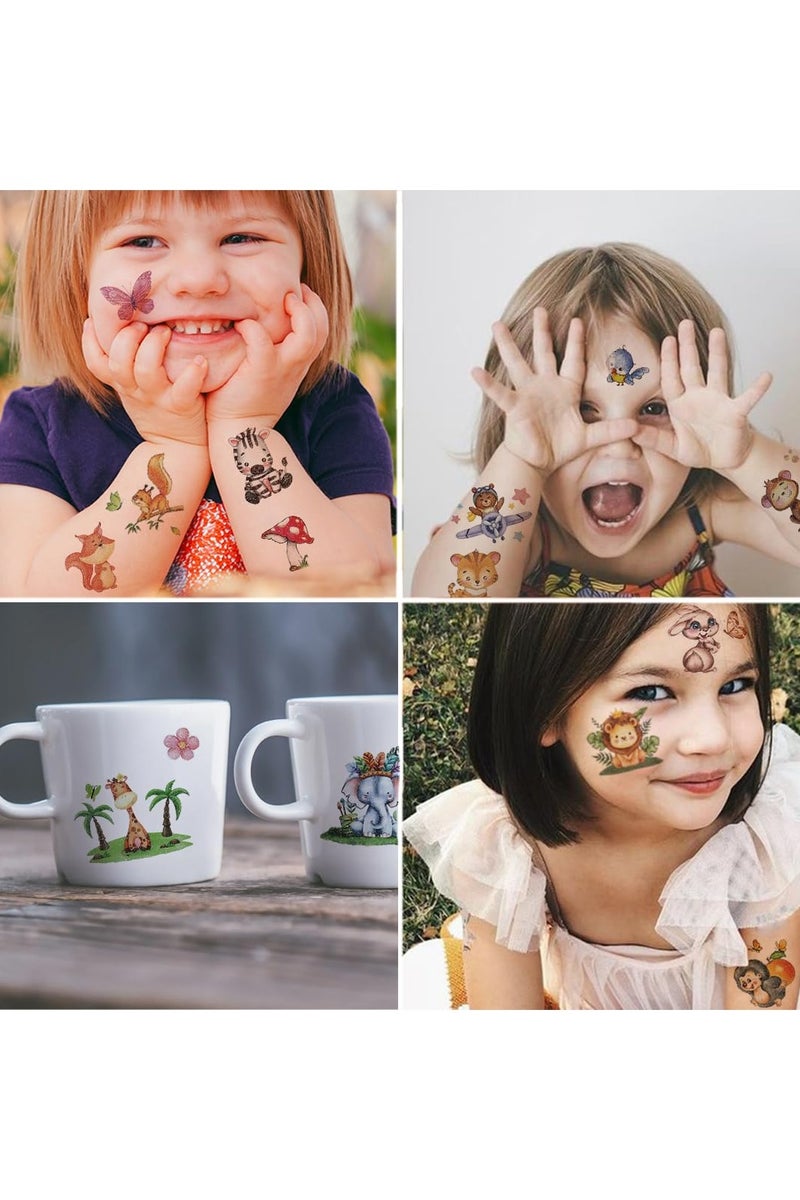 قوس قزح أورينبو 14 ورقة وشم حيوانات الغابة اللامعة، 140 نمطًا لامعًا من وشم حيوانات حديقة الحيوانات المؤقت للأطفال، لوازم حفلات للأولاد والبنات، هدايا حفلات أعياد الميلاد، حشوات أكياس الهدايا - Image 3