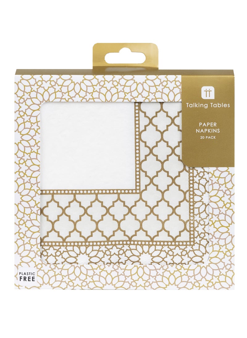 Talking Tables Talking Tables Eid Party Porcelain Gold Paper Napkins 21pack  - Image 4