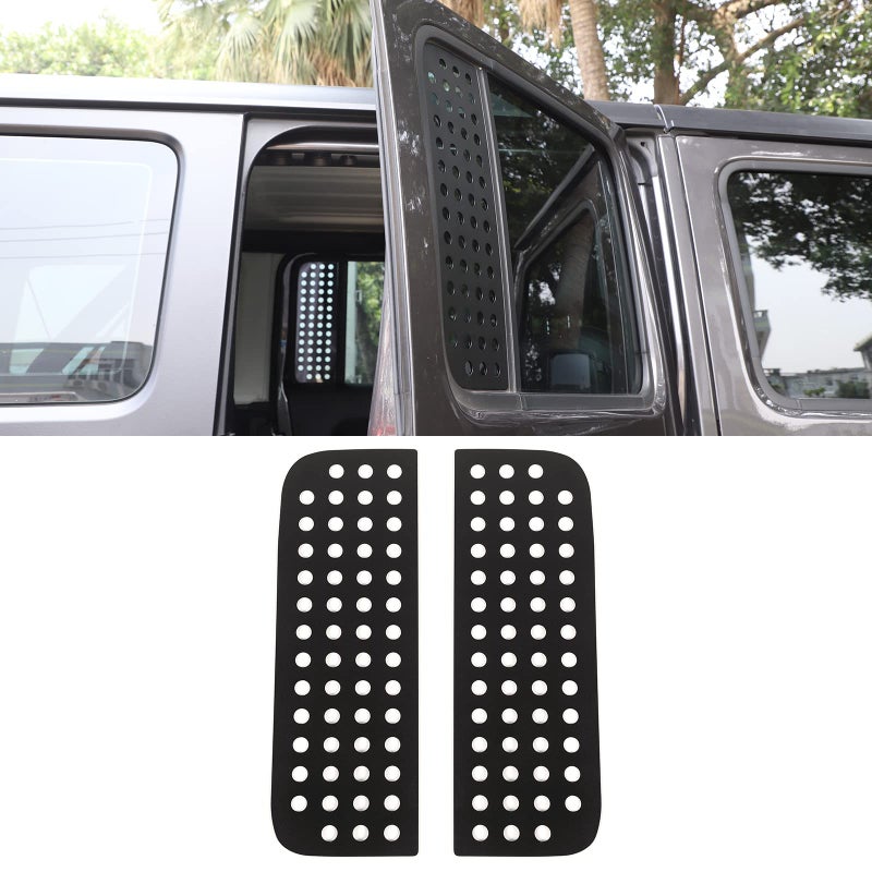 Hoolcar Rear Door Window Decals Aluminum Alloy Glass Panel Cover for 2018-2021 Jeep Wrangler JL & Unlimited 4-Door, Jeep Gladiator JT, Black