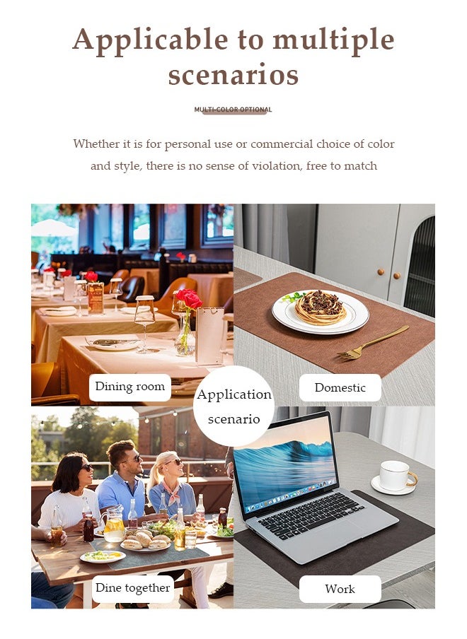 DUNISO PVC leather Placemats Coasters Cutlery Set  Heat-Resistant Non-Slip Table Place Mats Washable Table Mats with 6 Placemats, 6 Coasters,for Home and Restaurant, Washable (Dark brown)（45cm*30cm)  - Image 5