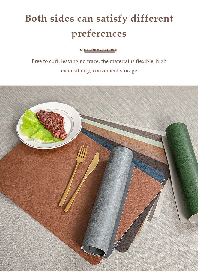 DUNISO PVC leather Placemats Coasters Cutlery Set  Heat-Resistant Non-Slip Table Place Mats Washable Table Mats with 6 Placemats, 6 Coasters,for Home and Restaurant, Washable (Dark brown)（45cm*30cm)  - Image 4