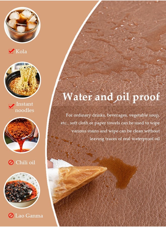 PVC leather Placemats Coasters Cutlery Set  Heat-Resistant Non-Slip Table Place Mats Washable Table Mats with 6 Placemats, 6 Coasters,for Home and Restaurant, Washable (Dark brown)（45cm*30cm)