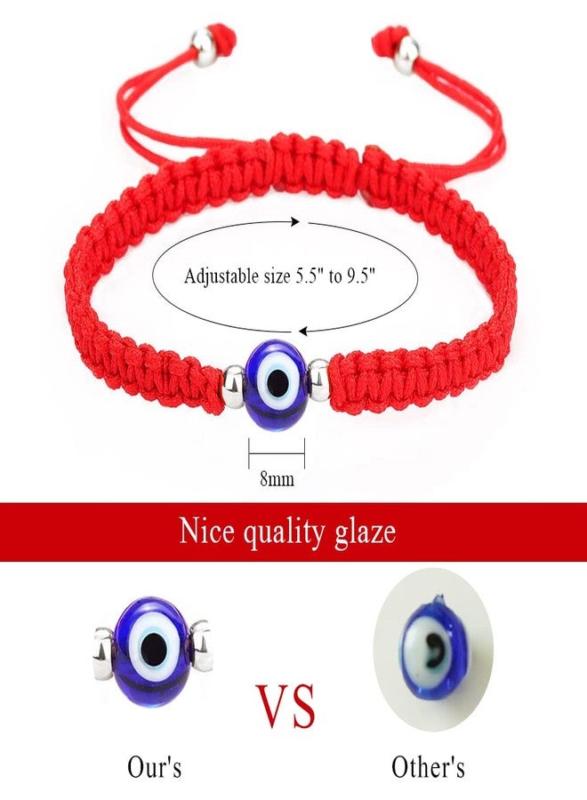 SUMMER LOVE 8mm 10mm Black Red String Evil Eye Bracelet Mal De Ojo Kabbalah Amulet Nazar for Family Couple Bestfriend Women Men Girls Boys (8mm-red-silver) - Image 2