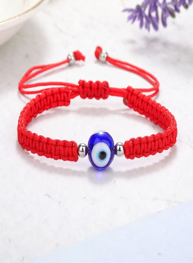 SUMMER LOVE 8mm 10mm Black Red String Evil Eye Bracelet Mal De Ojo Kabbalah Amulet Nazar for Family Couple Bestfriend Women Men Girls Boys (8mm-red-silver) - Image 5