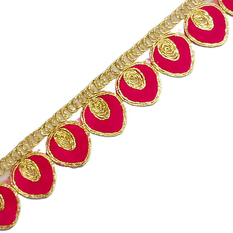 Generic Balar Laces Borders Matiral Heavy Zari Work Sewing RibbonTrim for KurtiDressesDuptaaLehenga BagsDecorationsBordersCrafts Home D CorBlouse 9 Meter Pink Color  - Image 3