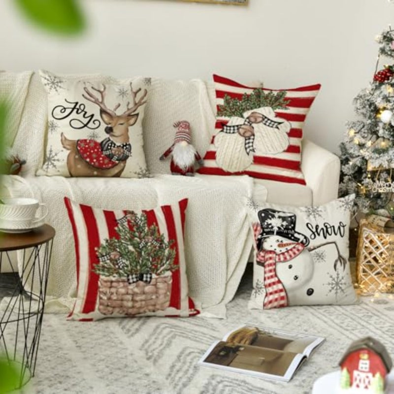 Pillowcases Set of 4 Pieces Christmas Decorative Pillowna Dekoracyjna Poduszka - Image 2