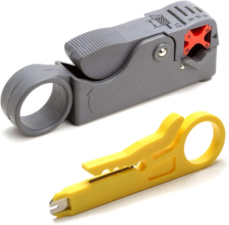 TECHTOO Wire Stripper Coaxial Cable Stripper Wire Cutter for RG-58, RG-59, RG-6, RG-8X, Mini-8 and LMR-240 Coax Cables – Adjustable Coax Stripping Tool - Image 1
