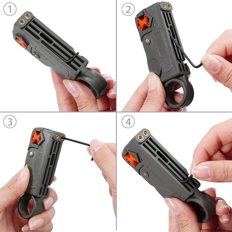 TECHTOO Wire Stripper Coaxial Cable Stripper Wire Cutter for RG-58, RG-59, RG-6, RG-8X, Mini-8 and LMR-240 Coax Cables – Adjustable Coax Stripping Tool - Image 3