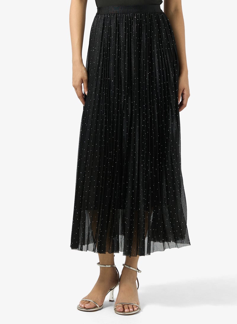 جينجر تنورة ميدي مطوية لامعة - Image 1