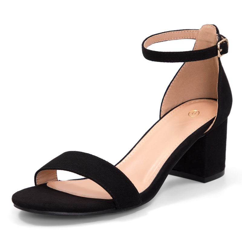 mysoft Women's Chunky Low Heels Open Toe Block Heeled Dress Ankle Strap Pump Wedding Sandals - Image 1