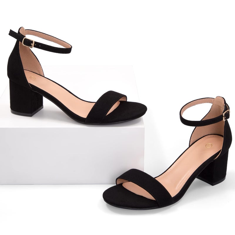 mysoft Women's Chunky Low Heels Open Toe Block Heeled Dress Ankle Strap Pump Wedding Sandals - Image 2