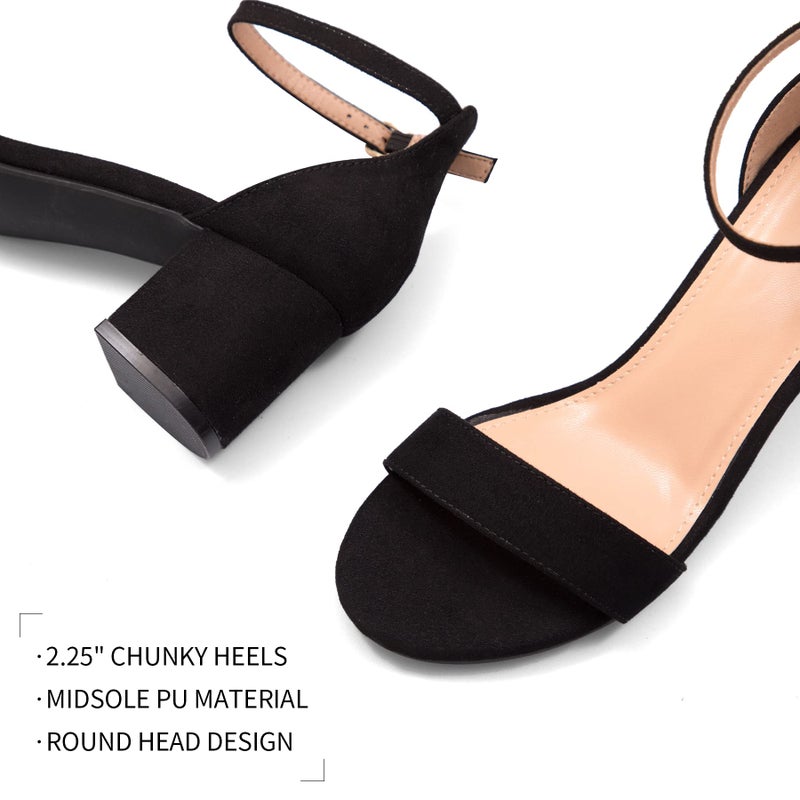 mysoft Women's Chunky Low Heels Open Toe Block Heeled Dress Ankle Strap Pump Wedding Sandals - Image 3