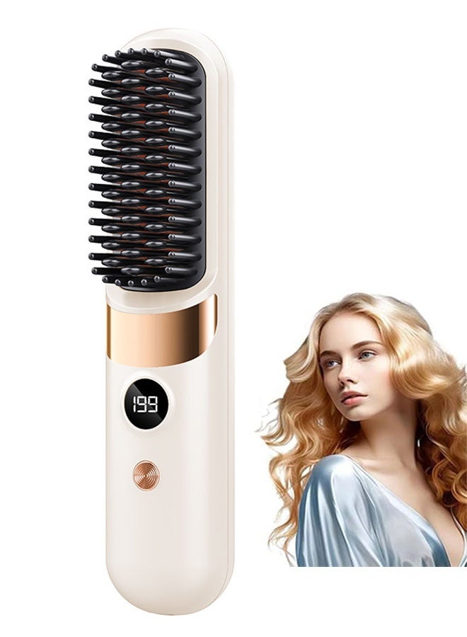 فرشاة مصممة الشعر الكهربائية المحمولة ، فرشاة مصممة الشعر الصغيرة للسفر ، شاشة LED ، التدفئة السريعة ، 4 إعدادات درجة الحرارة ومدلك رأس مكافحة الرأس لجميع أنواع الشعر - Image 1