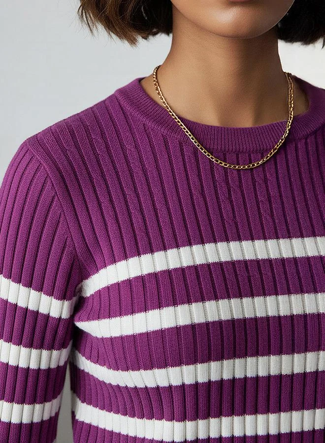 Splash FAV  Striped Crew Neck Sweater for Women | Best Price UAE
