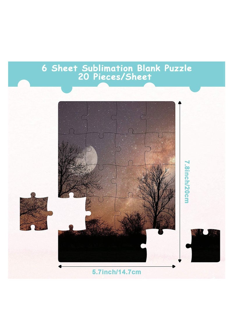 Y&D 6 Sets Sublimation Blanks Puzzles White Jigsaw Puzzle Blank DIY for Transfer Thermal Heat Press Printing Crafts A5-20 Style - Image 2
