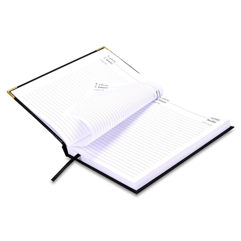 FIS 2026 Diary, A5 Size 148x210mm, 1 Side Padded Vinyl Cover, Round Gold Corners, 1 Day a Page with Saturday & Sunday Combined, Arabic/English, 60gsm - Image 4