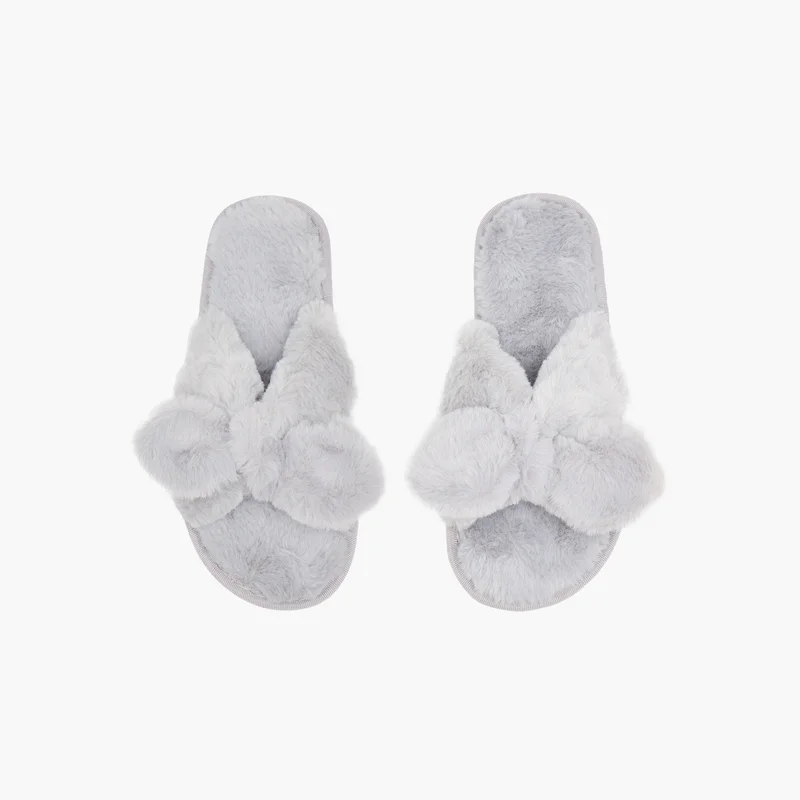 سبلاش فيڤ Bow Detail Faux Fur Bedroom Slippers