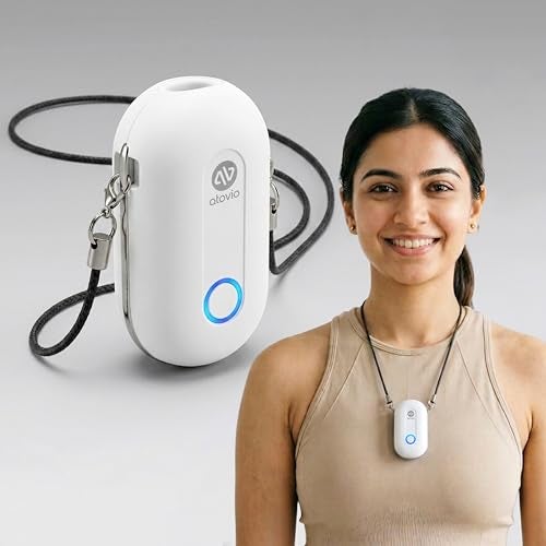 Atovio Wearable & Portable Filterless Air Purifier | TESTED AT IIT KANPUR, MADE IN INDIA | 99.9% Pollutant Removal | Fights Against Dust & Smoke Allergy | 55Hr Battery (Cloud White) - Image 1