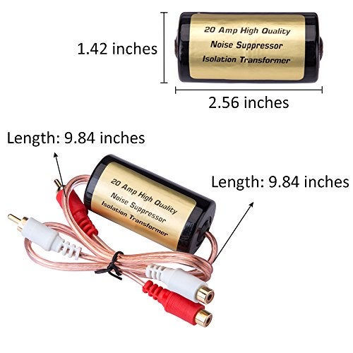 Mr.Ho Mr. Ho 20 Amp/12V RCA Car Audio Noise Filter Suppressor Ground Loop Isolator Transformer with Male and Female Plugs - Image 5