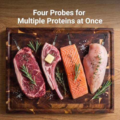Typhur Sync Gold Wireless WiFi Meat Thermometer 4 Slim Probes 6 Sensors 10x Stronger Signal 05 Accuracy Smart Base Direct Setup Reliable Reading Through Kamado Grill BBQ Oven Smoker Air Fryer - Image 3
