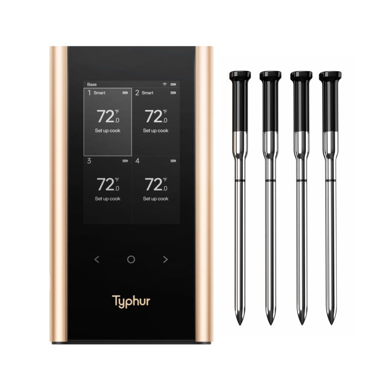 Typhur Sync Gold Wireless WiFi Meat Thermometer 4 Slim Probes 6 Sensors 10x Stronger Signal 05 Accuracy Smart Base Direct Setup Reliable Reading Through Kamado Grill BBQ Oven Smoker Air Fryer - Image 2