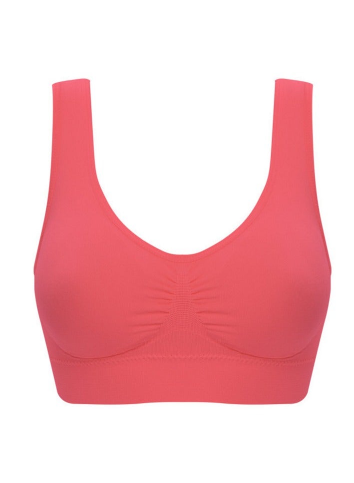 AROAQ Women Sports Bra, Fitness Sports Yoga Bra with Removable Padding,  Double-layer Seamless  Sports Bra without Rims, Comfortable Soft Bra for Workouts Running Yoga Trainings, (Size M, Watermelon Red) - Image 1