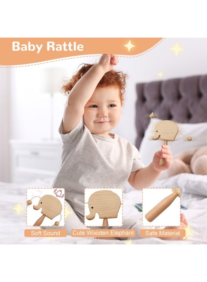LEFAFA Baby Gift Basket, 8-Piece Baby Shower Gifts Set for Girls Boys, Unique Baby Gifts Basket Essentials Stuffs, Baby Lovey Blanket Baby Headband Baby BrushNewborn Bibs Socks Wooden Rattle & Milestone Card, Newborn Baby Gift Set - Image 5
