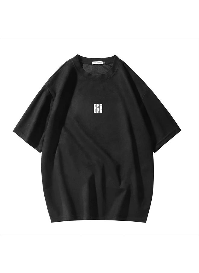 GURUNVANI - Men T Shirt Streetwear Harajuku Tops Short Sleeve Crewneck T-Shirt, T3408BLACK, X-Large - Image 1