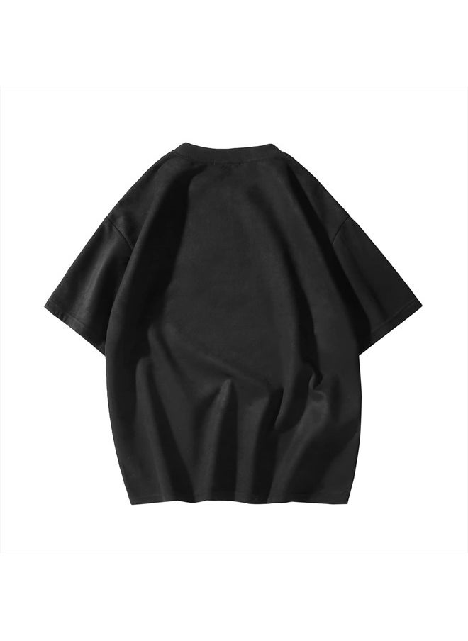 GURUNVANI - Men T Shirt Streetwear Harajuku Tops Short Sleeve Crewneck T-Shirt, T3408BLACK, X-Large - Image 1