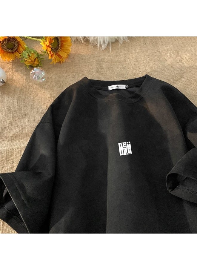 GURUNVANI - Men T Shirt Streetwear Harajuku Tops Short Sleeve Crewneck T-Shirt, T3408BLACK, X-Large - Image 1