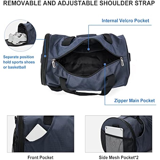 rayihni Sports Gym Bag for Men Women with Shoes CompartmentSmall Travel Duffel Bag - Image 3