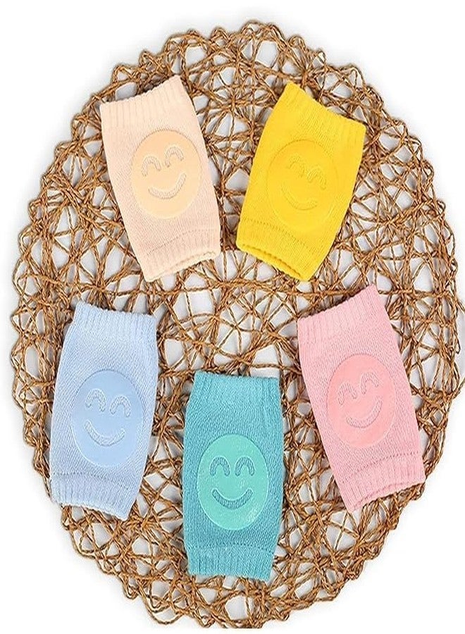 OFFERZONE Pair Baby Smiley Knee Pads for Crawling, Anti-Slip Padded Stretchable Elastic Cotton Soft Breathable Comfortable Knee Cap Elbow Safety Protector Random Color - Image 5