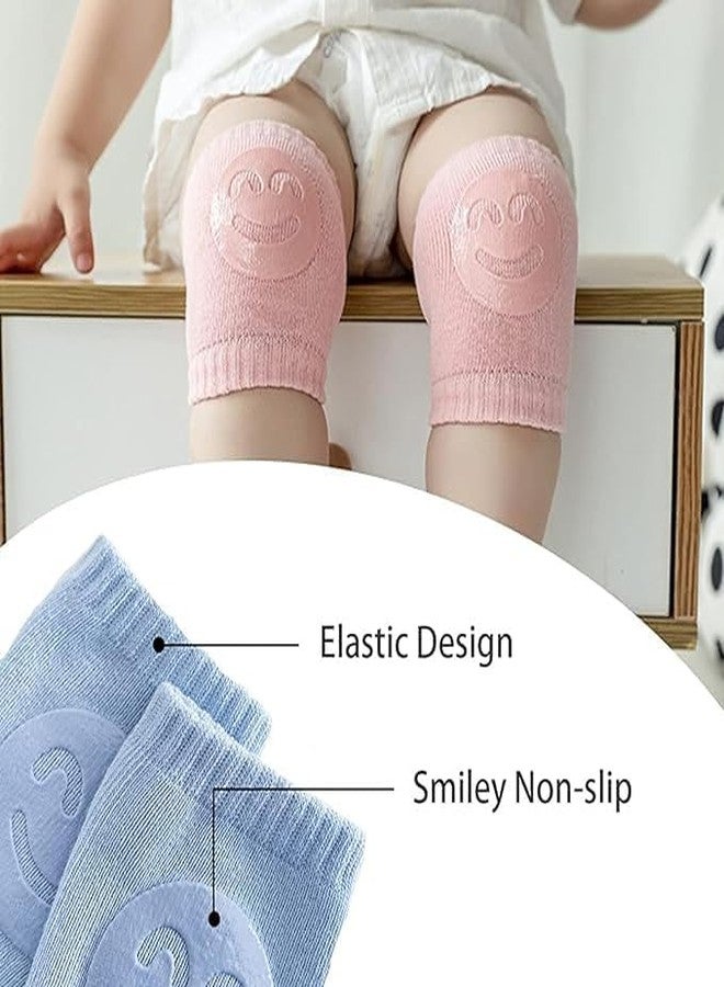 OFFERZONE Pair Baby Smiley Knee Pads for Crawling, Anti-Slip Padded Stretchable Elastic Cotton Soft Breathable Comfortable Knee Cap Elbow Safety Protector Random Color - Image 4